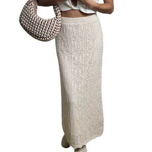 Freshman 1996, Crochet knit mini skirt , size M, Color cream.